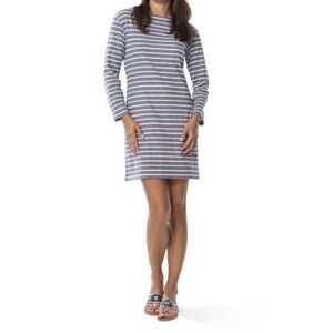 Sail to Sable Navy and White Striped Long Sleeve Dress